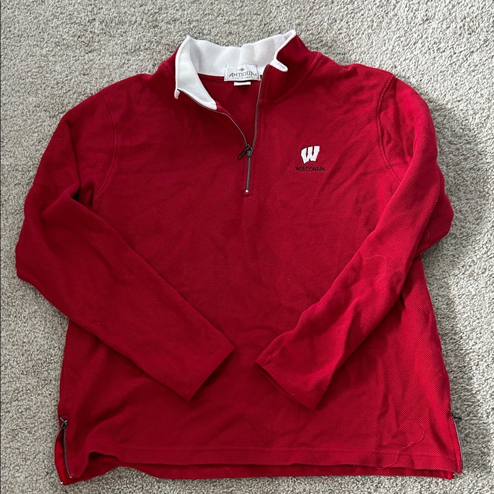 Antigua Red and White Women's Pullover
